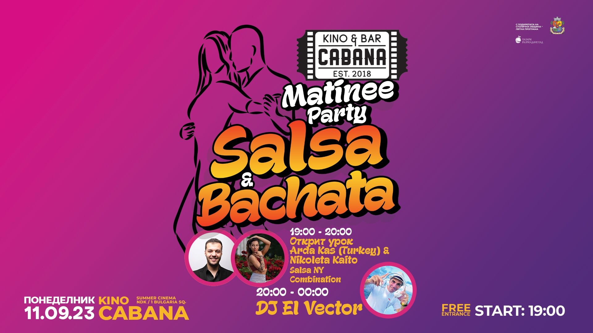 SALSA & BACHATA Matinee Party - 11 September 2023 - Free entrance!
