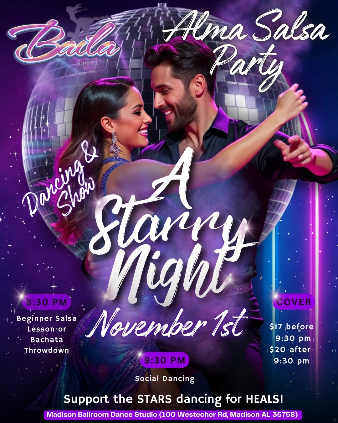 Alma Salsa Party! A Starry Night. Dancing and A Show!✨