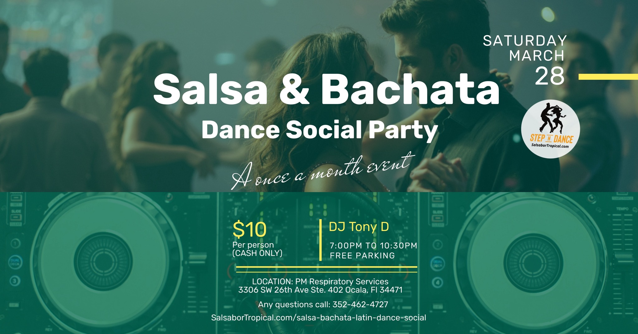 Salsa and Bachata Dance Social Party & intro to Salsa Rueda March 28