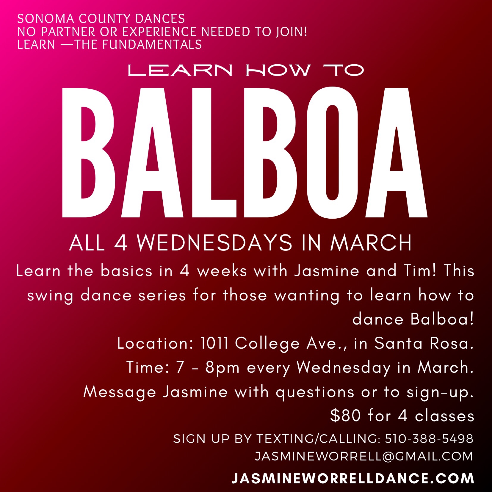 Beginning BALBOA (Bal-SWING) Series Grow your moves!