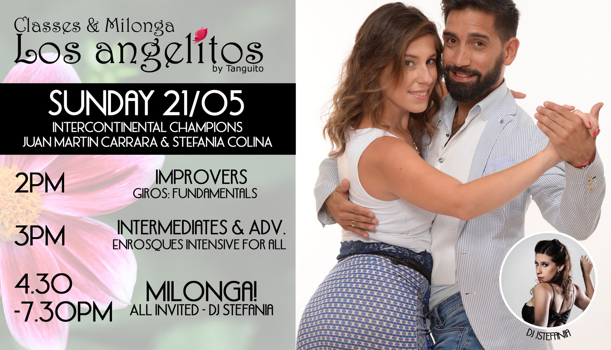21 05 Los Angelitos Classes & Milonga with Juan Martin & Stefania - all welcome