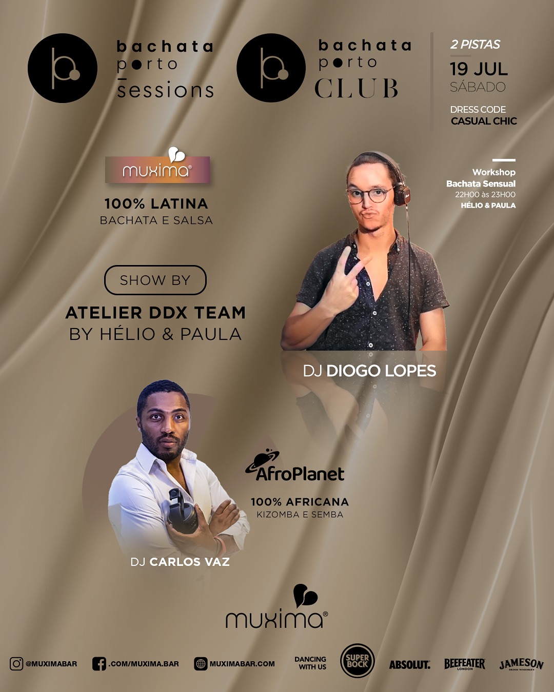 SÁBADO 19 JULHO ➥ 2 Pistas - Bachata Porto Sessions & AFRO PLANET