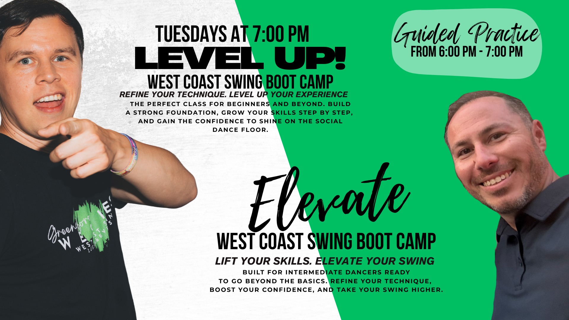 Level Up and Elevate West Coast Swing Bootcamps!