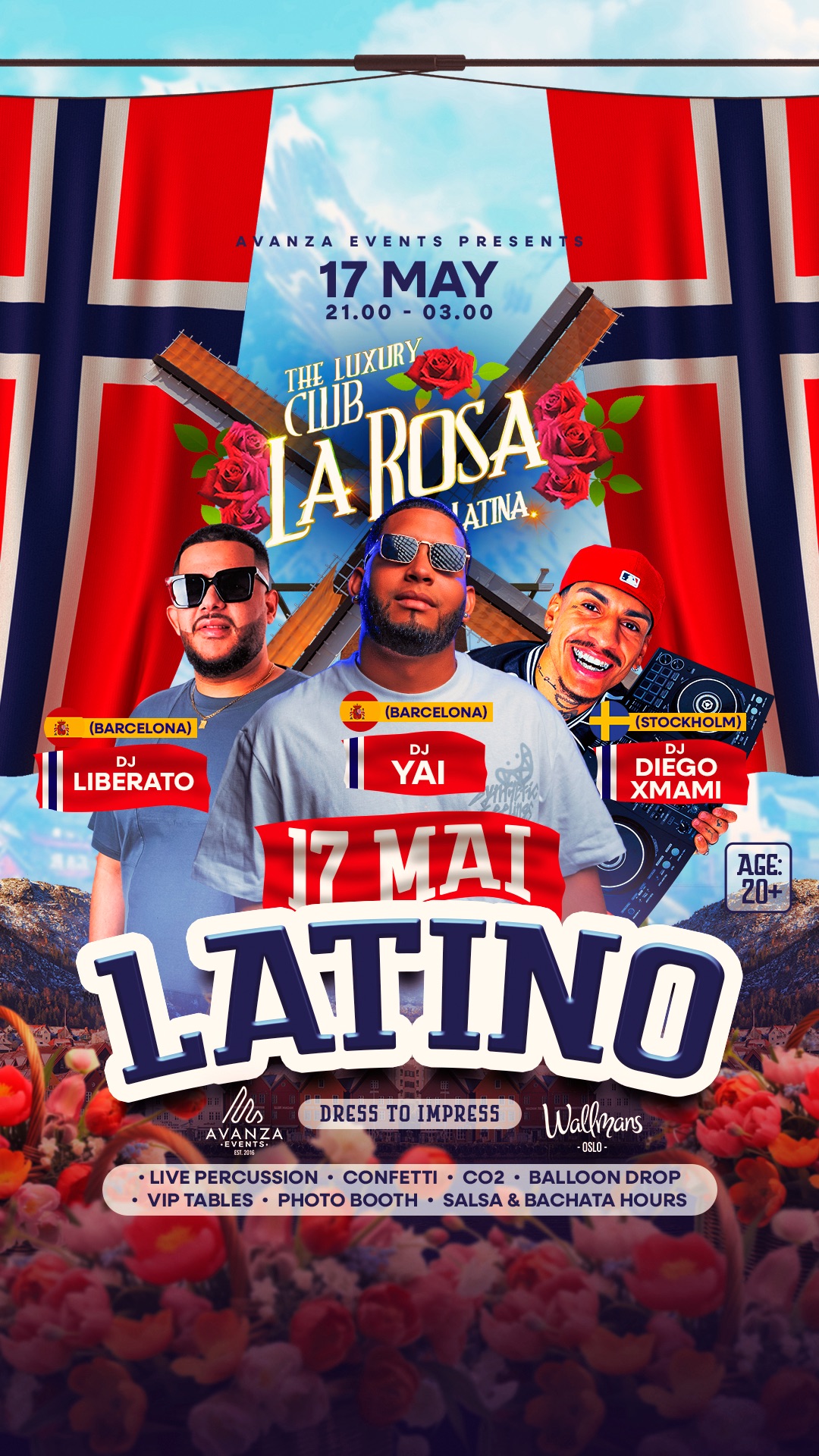 CLUB LA ROSA ✘ 17 MAI LATINO ✘ WALLMANS OSLO 17 MAI 2025 21.00-03.00