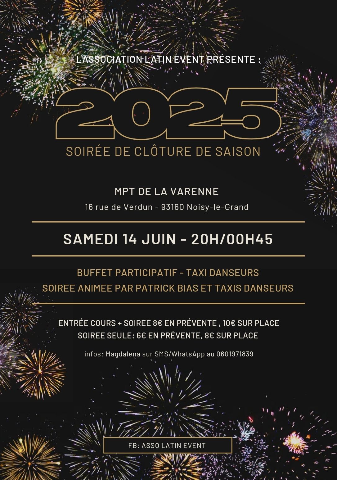 Cours + pratique dansante Latin Event 🙂- samedi 14 juin - MPT de la Varenne