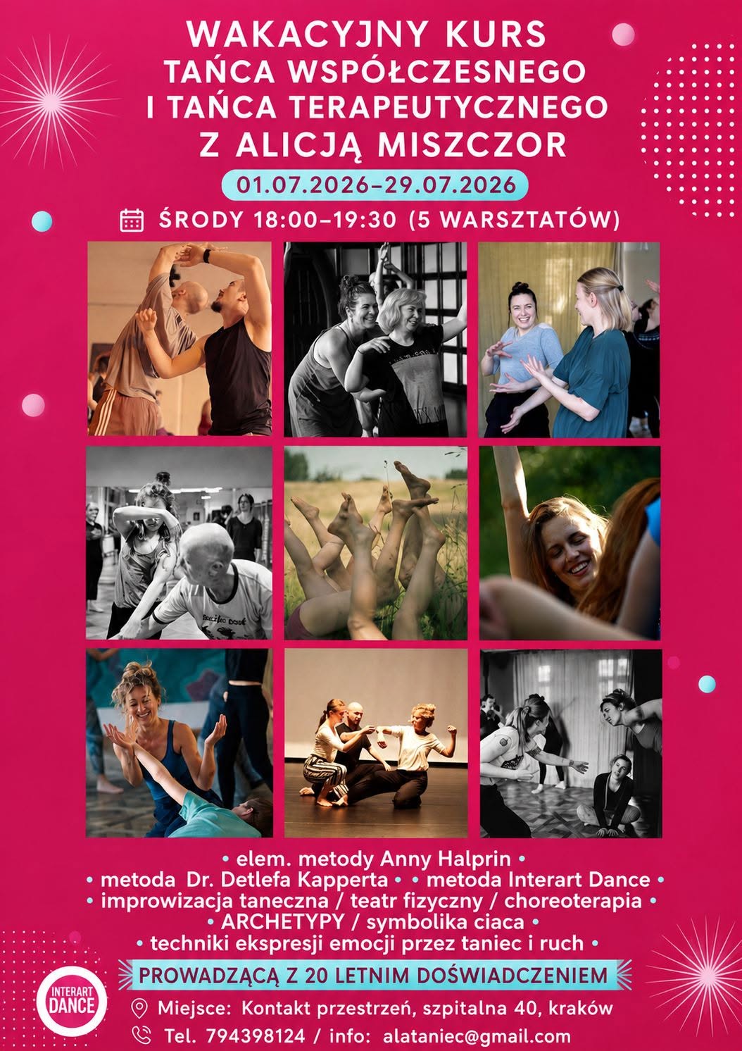 Wakacyjny Kurs Tańca Współczesnego i Tańca Terapeutycznego z Alicją Miszczor w Krakowie