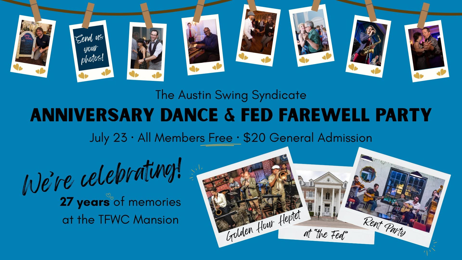 Anniversary Dance & Fed Farewell Party with Golden Hour Heptet Rent Party (Pre-Move Party #3)