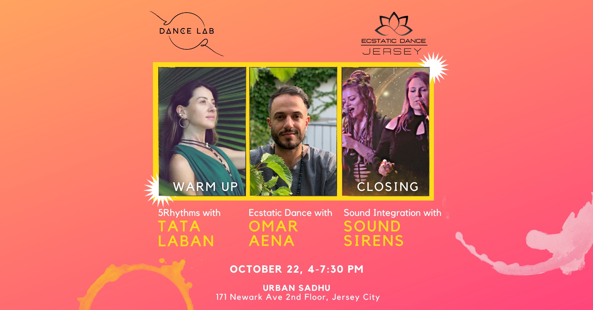 Dance Lab Ecstatic Dance Jersey :: October 22nd @ UrbanSadhu
