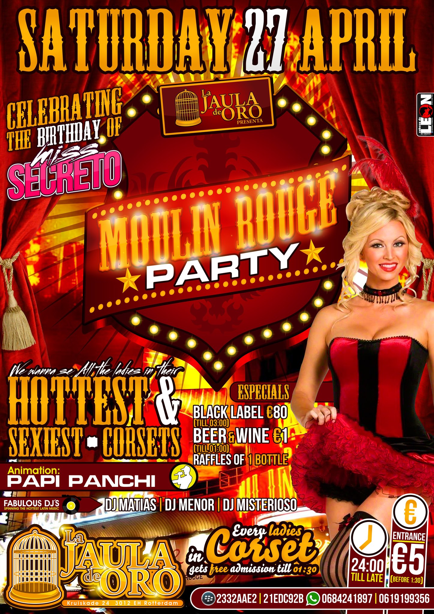 SABADO 27 DE ABRIL MOULIN ROUGE PARTY @ LA JAULA DE ORO