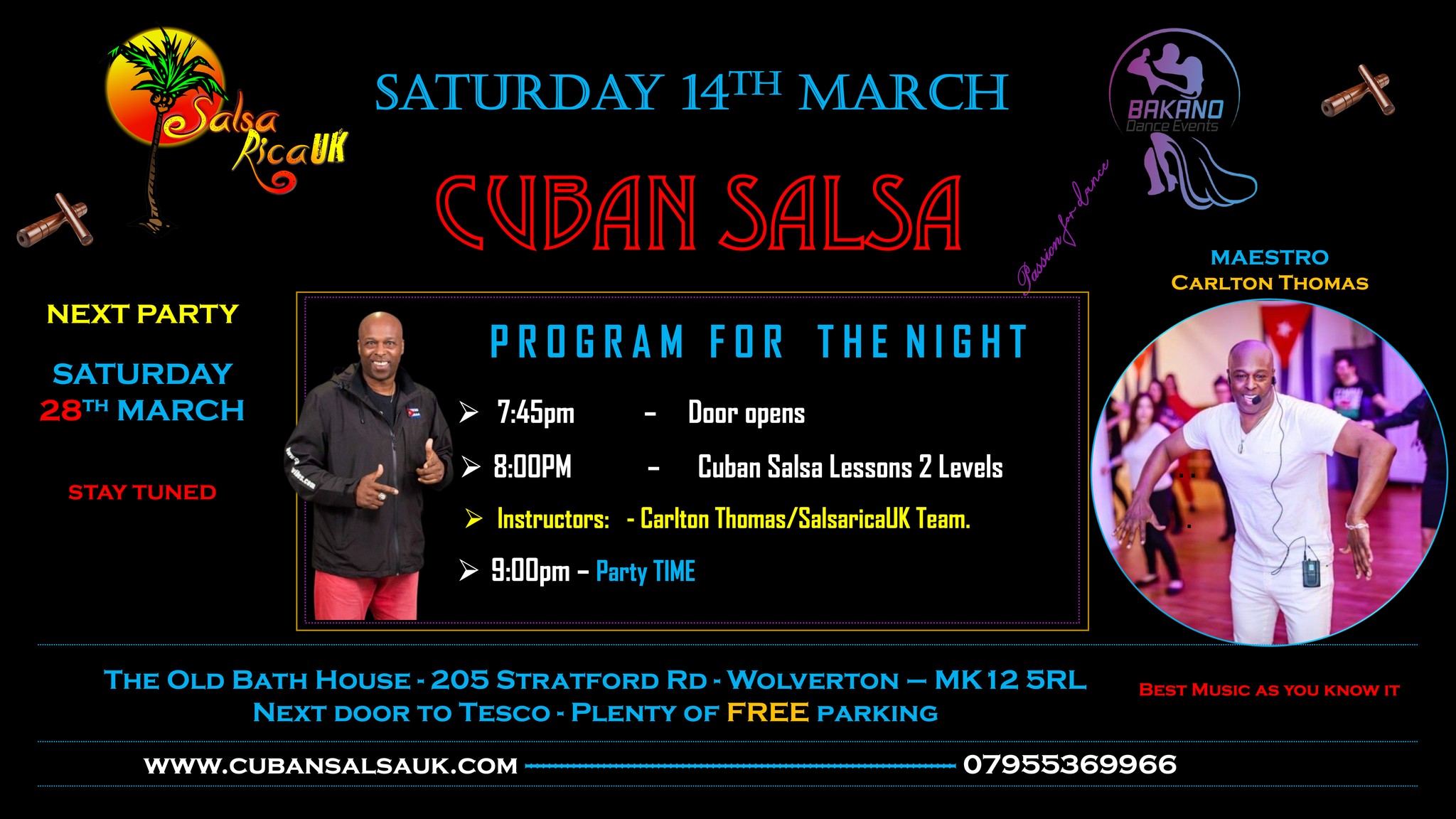 SalsaRicaUK MARCH PARTY FT: Carlton Thomas