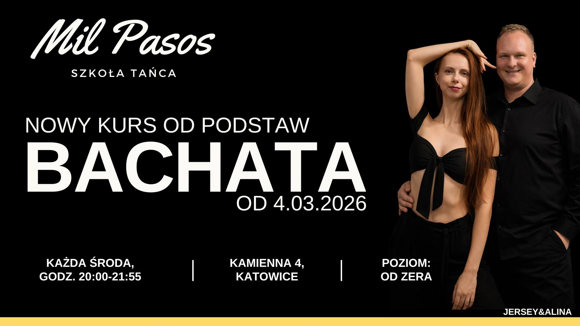 Kurs tańca dla SINGLI i PAR - BACHATA - kurs od zera! ŚRODY 20:00-21:55 OD 11.03.2026!