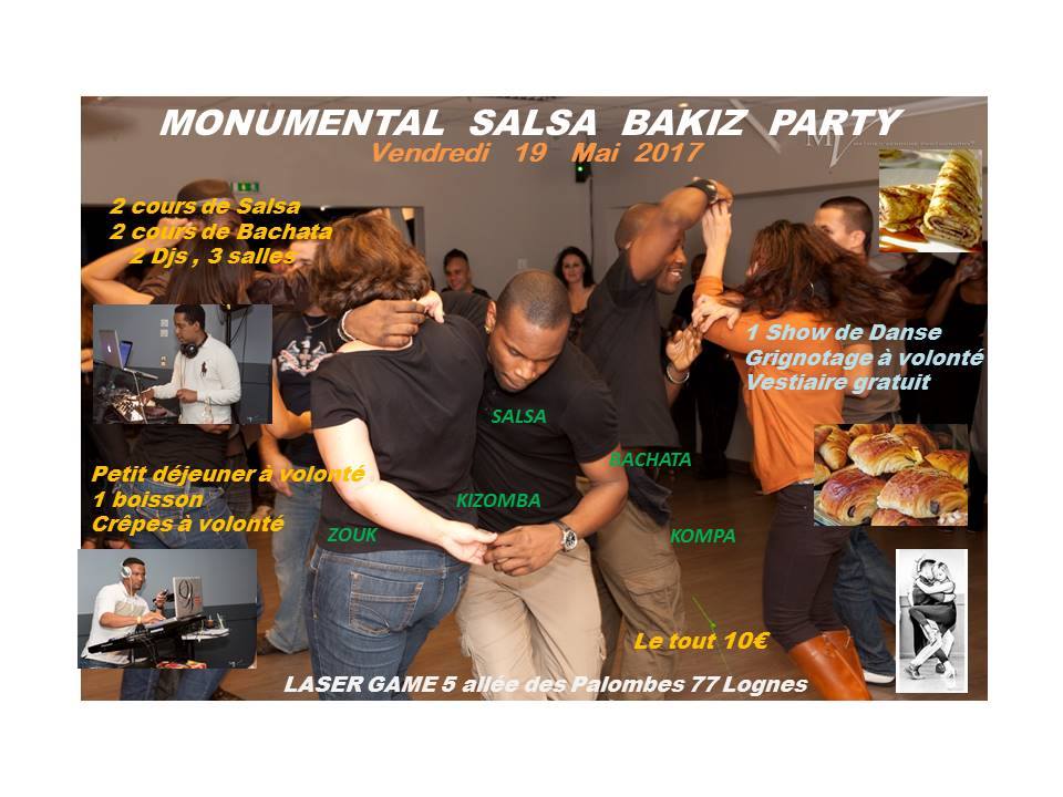 Monumental SALSA BAKIZ PARTY vend 19 Mai au Laser Game, Logne