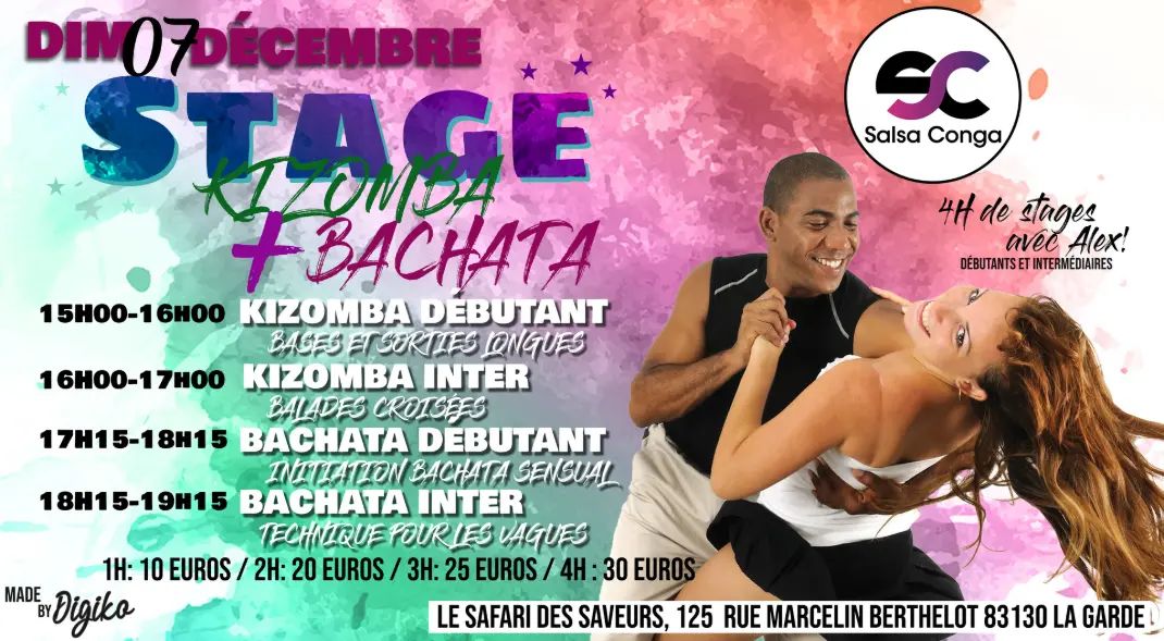 Stage Salsa Kizomba Bachata avec Alex chez Salsa Conga