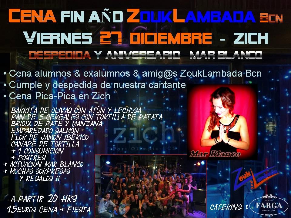 CENA ZOUKLAMBADA 27 DIC + CUMPLE DESPEDIDA MAR BLANCO