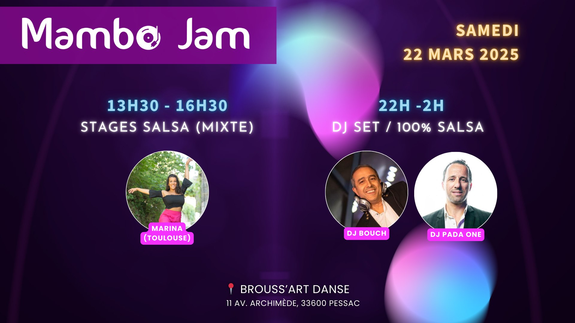 Mambo Jam (Mars) 3h de stages salsa avec Marina + Soirée 100% Salsa