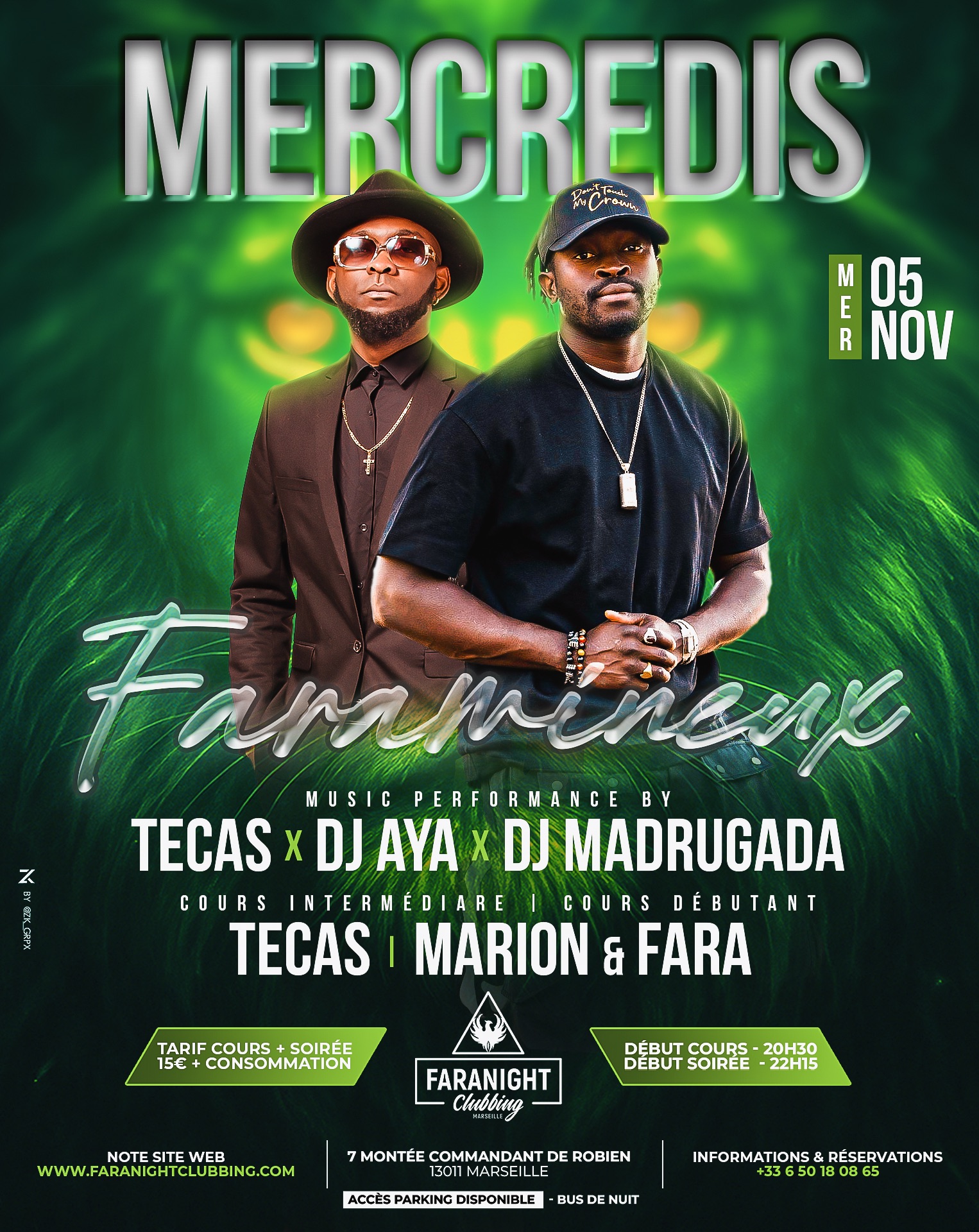 Mercredi Faramineux 5 Novembre 2025 : Tecas, Fara & Marion Tecas, Dj Madrugada & Dj Aya