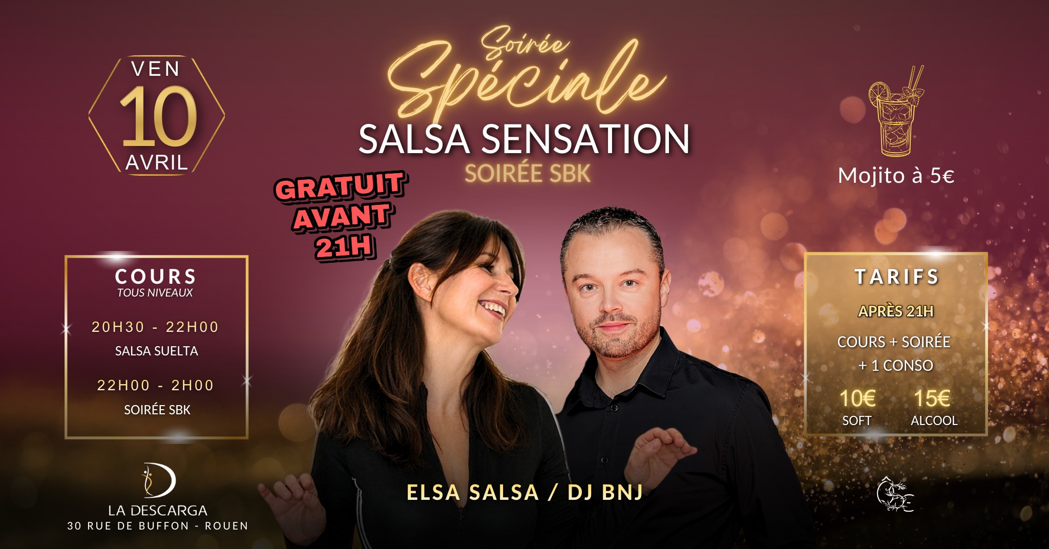 Soirรฉe Spรฉciale Salsa Sensation avec Elsa ร la Descarga (soirรฉe SBK)