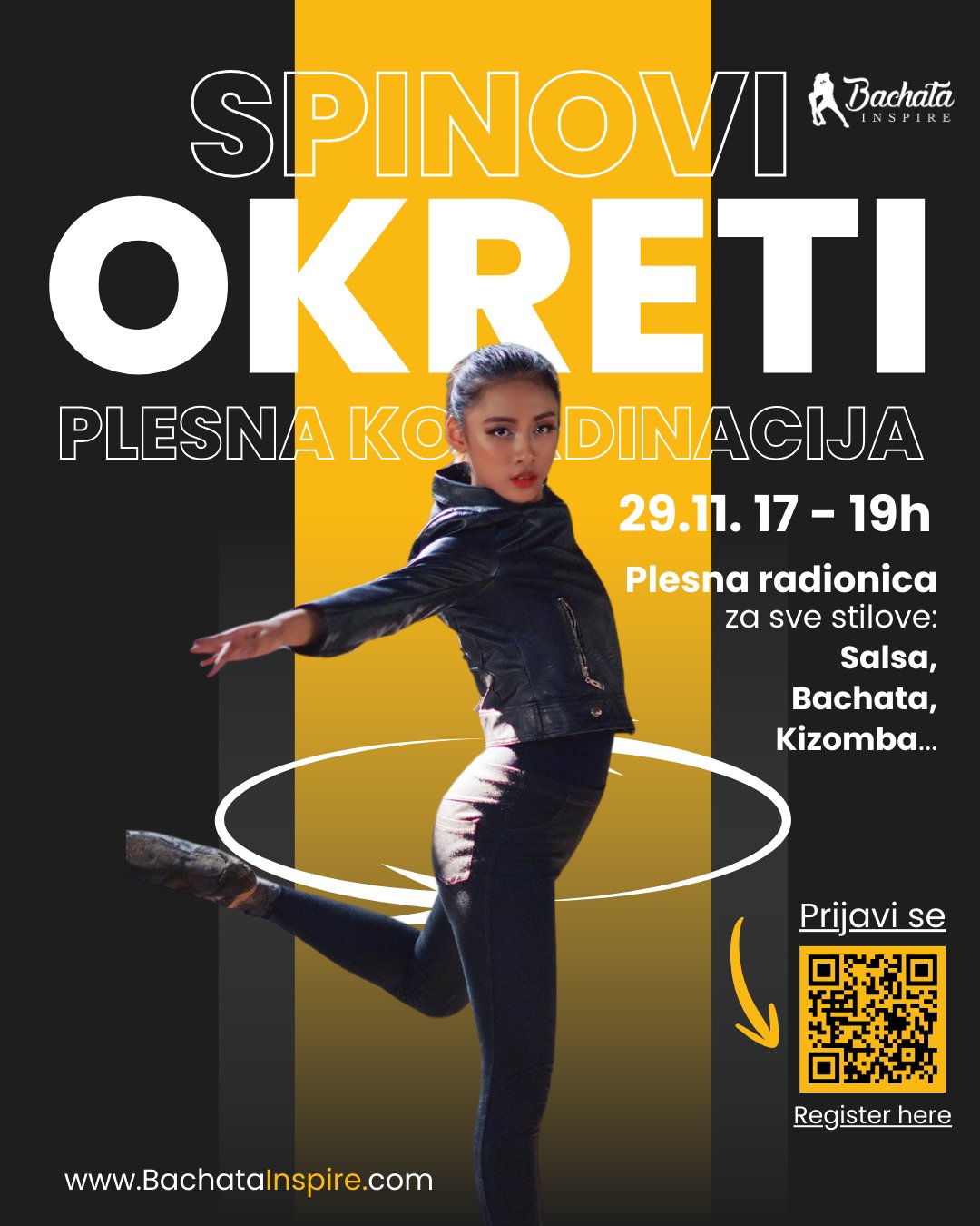 🌀 Okreti Spinovi Plesna Koordinacija 💃 Plesna radionica za sve 29.11. Subota 17 - 19h