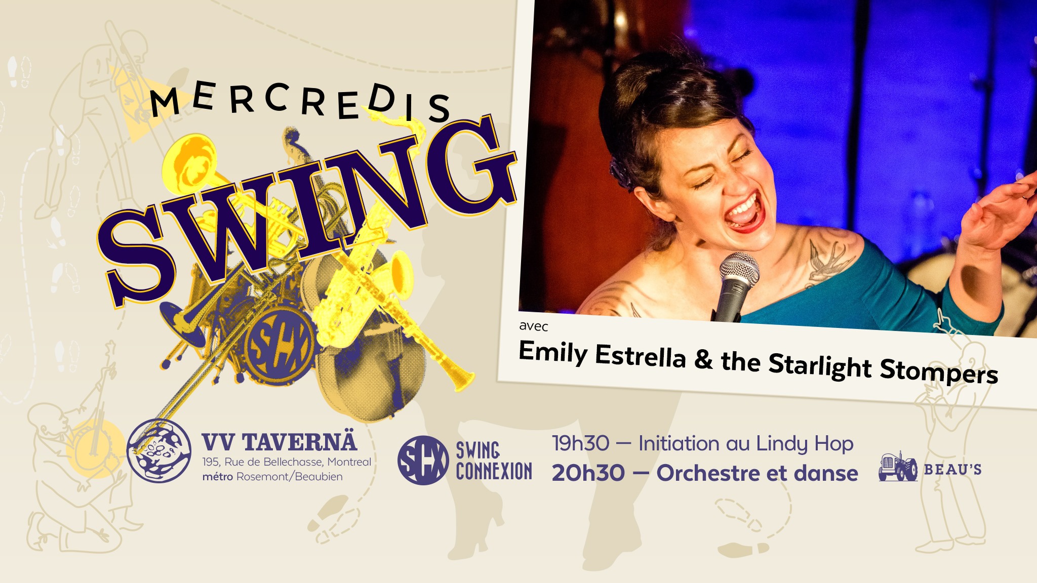 Emily Estrella & the Starlight Stompers - Mercredis swing Beau's