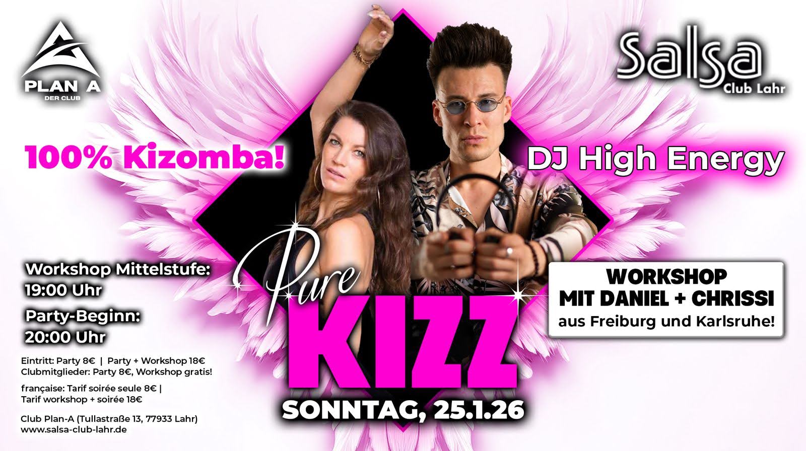 Pure Kizomba Party mit DJ High Energy & Kizomba Mittelstufe Workshop mit Daniel & Chrissi