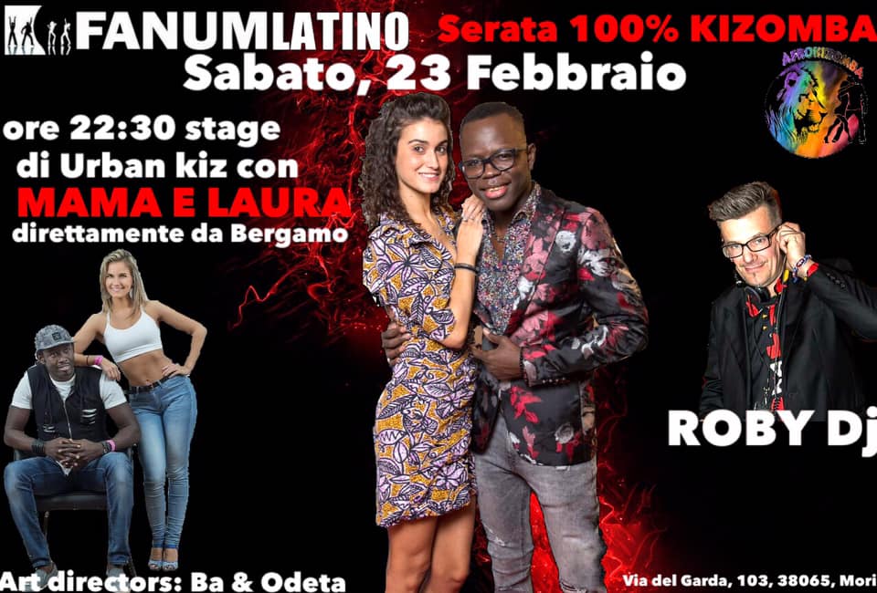 Sabato, 23 Febbraio serata 100% kizomba con Mama e Laura