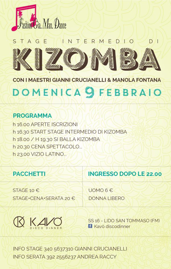 KIZOMBA...Stage..... Domenica 9 Febbraio