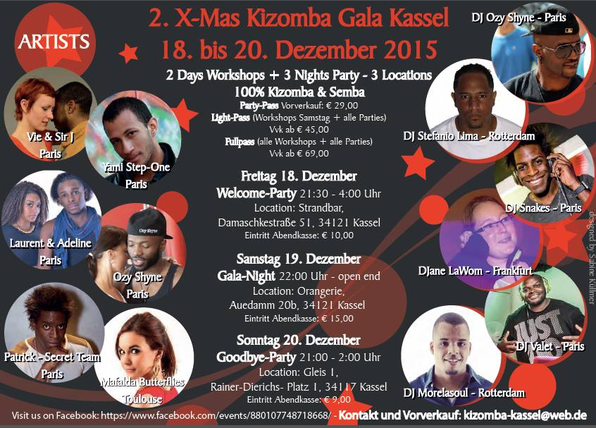 2. X-MAS Kizomba Gala Kassel **6 DJ´s*** 3 Partys ** 3 Locations" 2 Days Workshops**International Artists,Taxi-Dancer***
