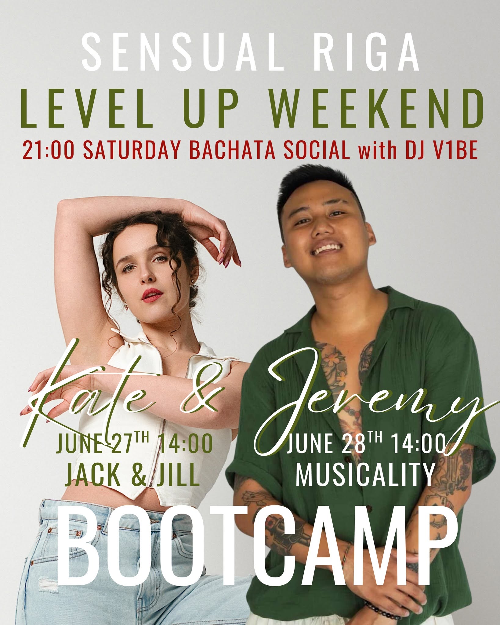 π₯ SAVE THE WEEKEND π₯ 3h MUSICALITY BOOTCAMP with JEREMY & 3 hour JACK & JILL BOOTCAMP with KATE