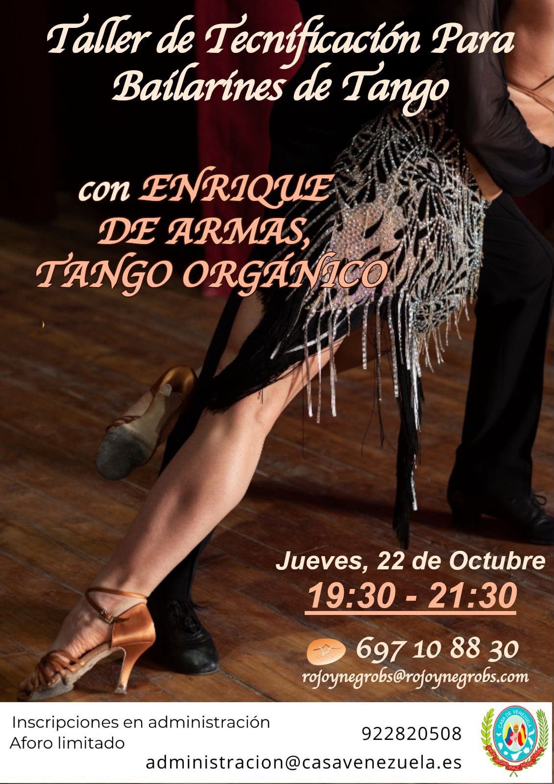 Taller Tango Orgánico, para bailarines de Tango