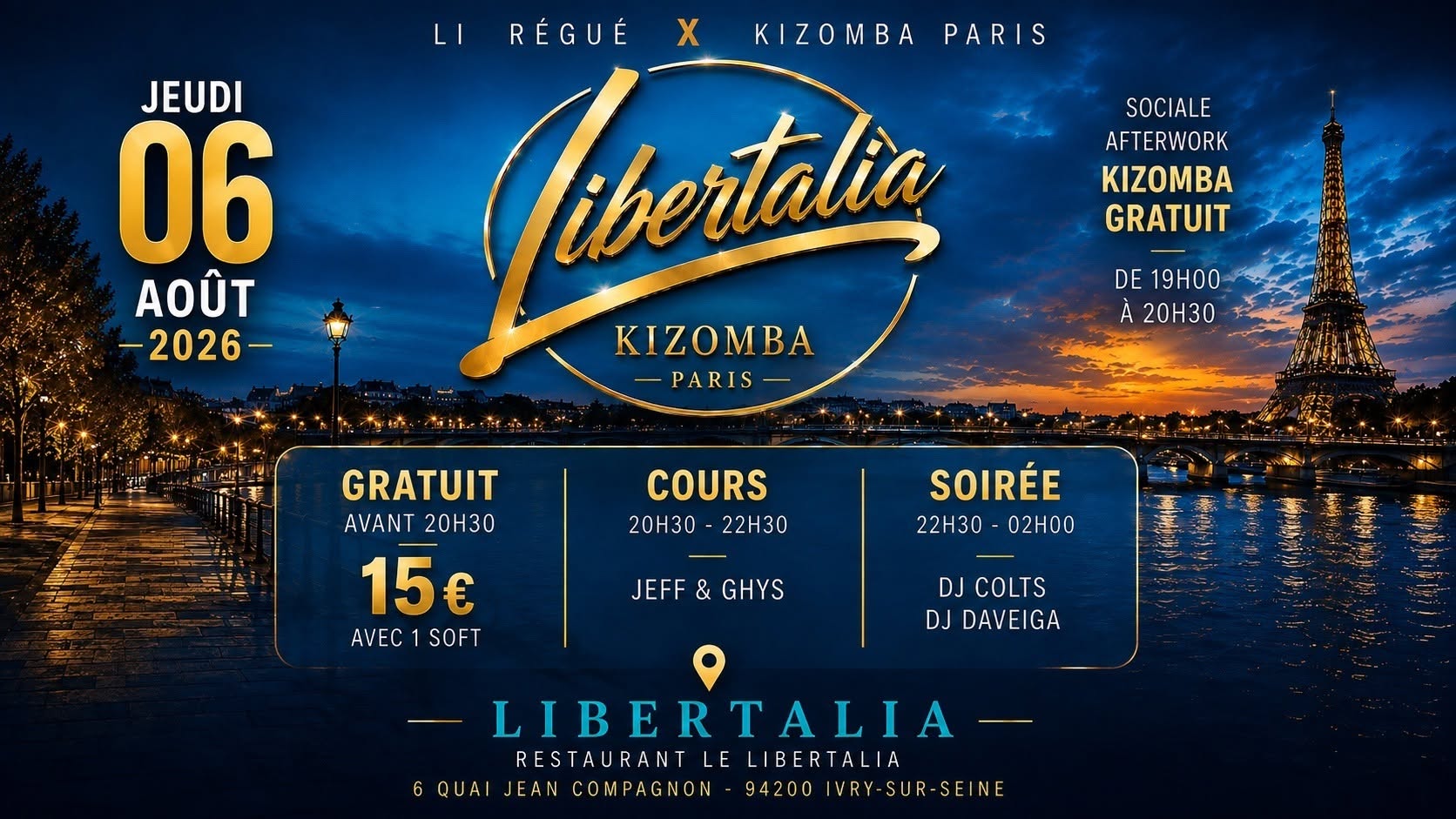 Libertalia Kizomba Paris : Gratuit Avant 20h30 Sociale + Soirée