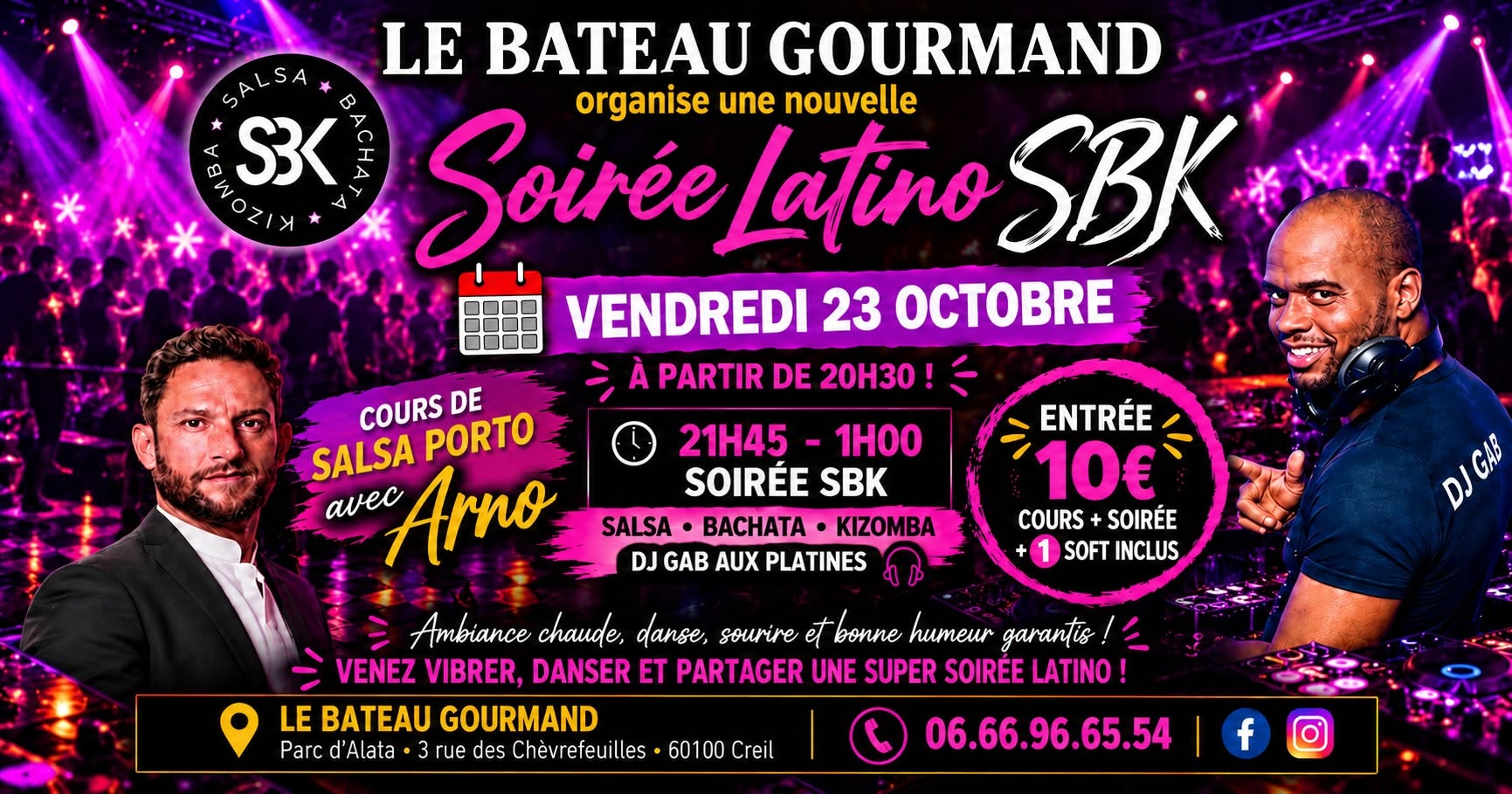🎆SOIREE LATINO SBK🎆au Restaurant 🛟Le Bateau Gourmand 🛟