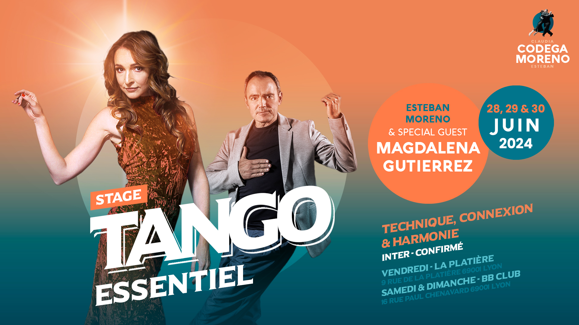 Stage Tango essentiel : Technique - Connexion - Harmonie avec Magdalena Gutierrez et Esteban Moreno