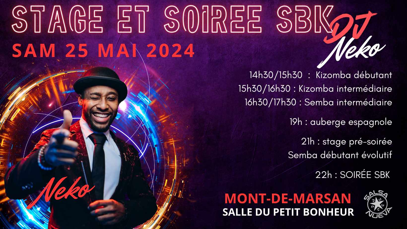 Stages kizomba et soirée SBK avec DJ Neko