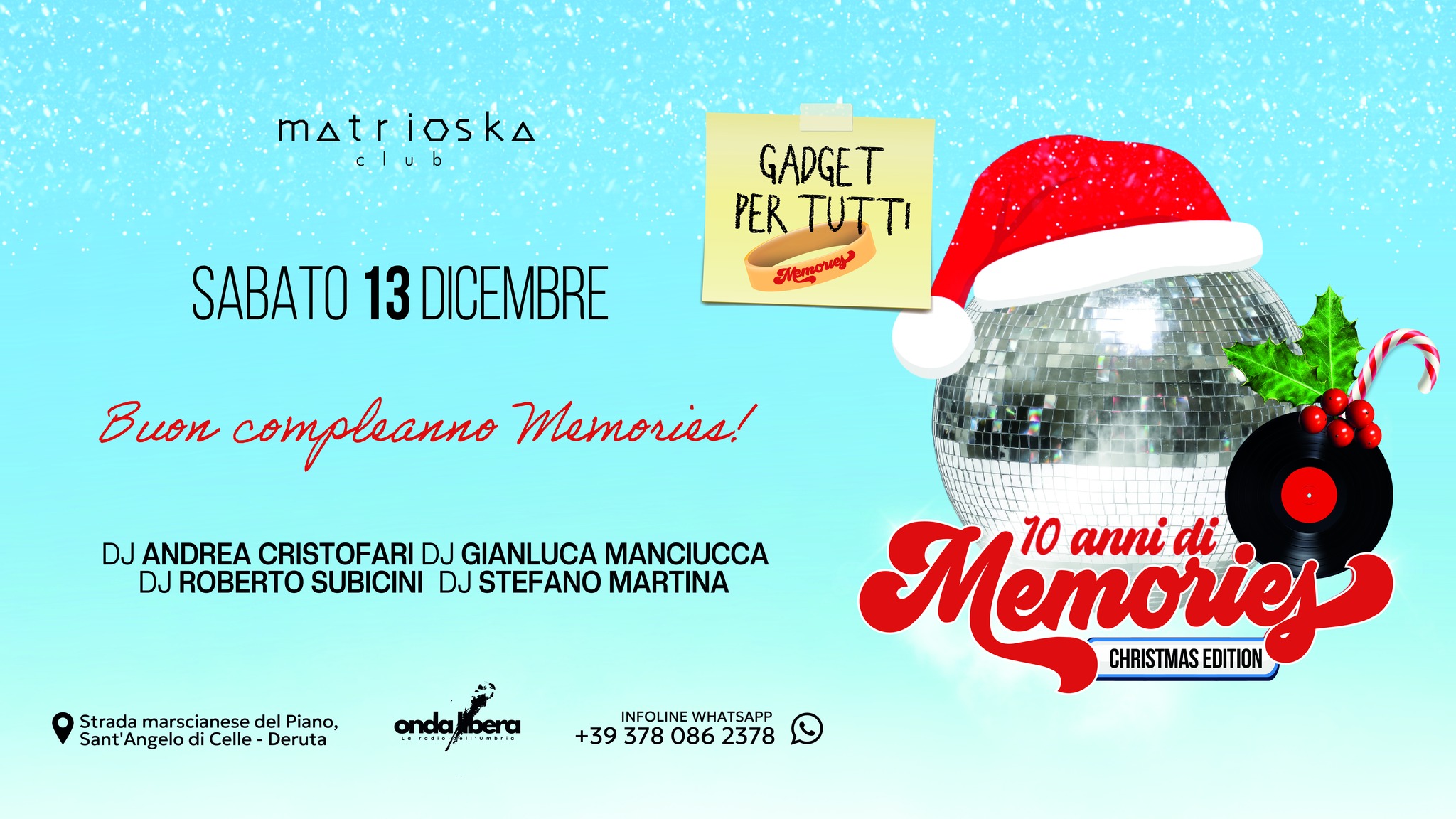 MEMORIES CHRISTMAS PARTY - 10 ANNI DI MEMORIES