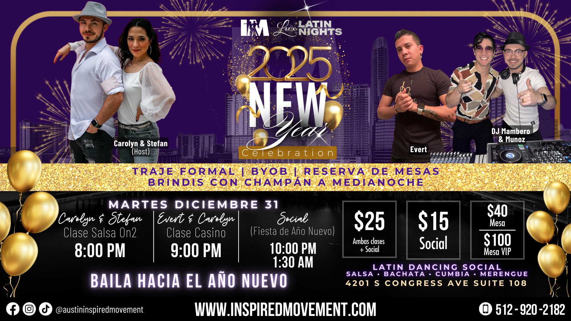Inspired Movement & Lux Latin Nights 2025 New Year Celebration