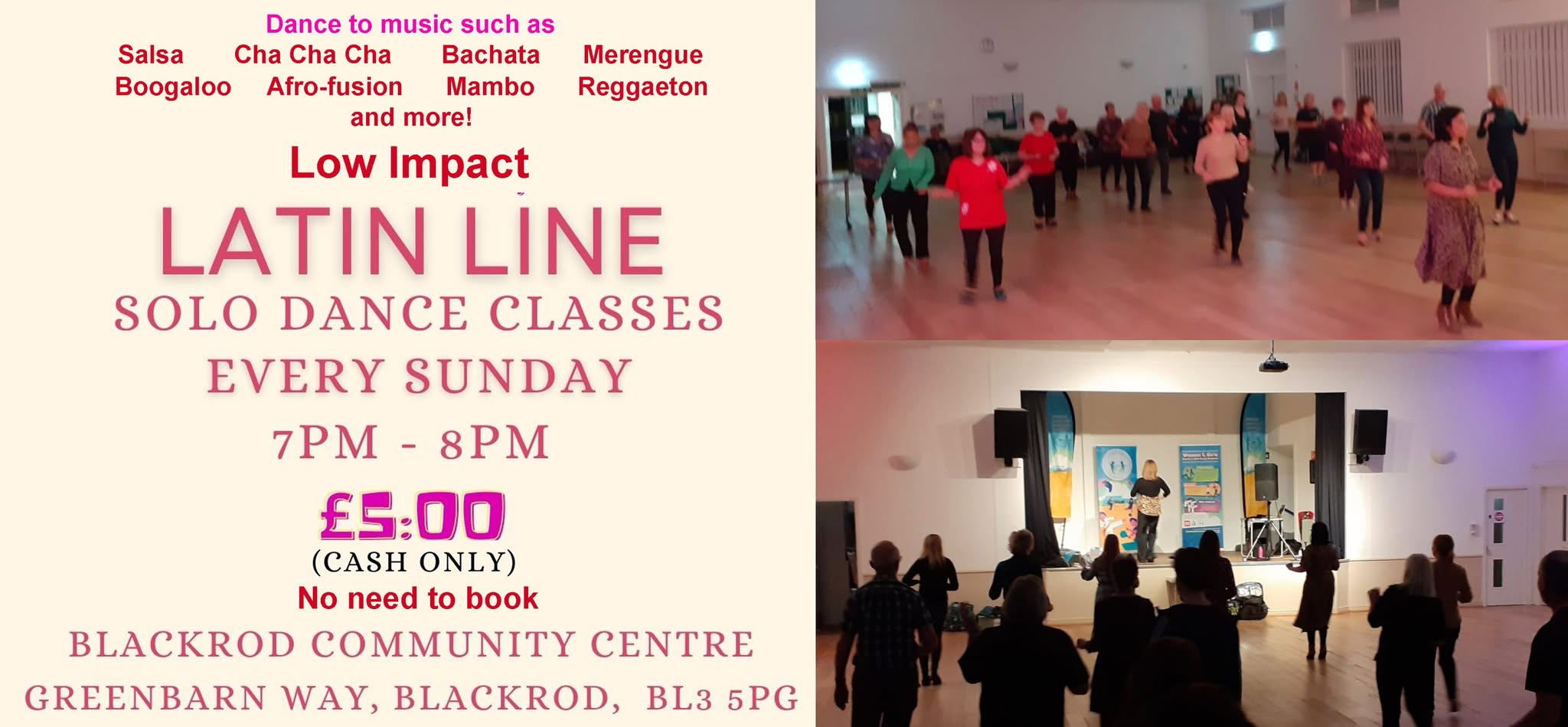 Latin Line solo dance classes on Sundays in Blackrod