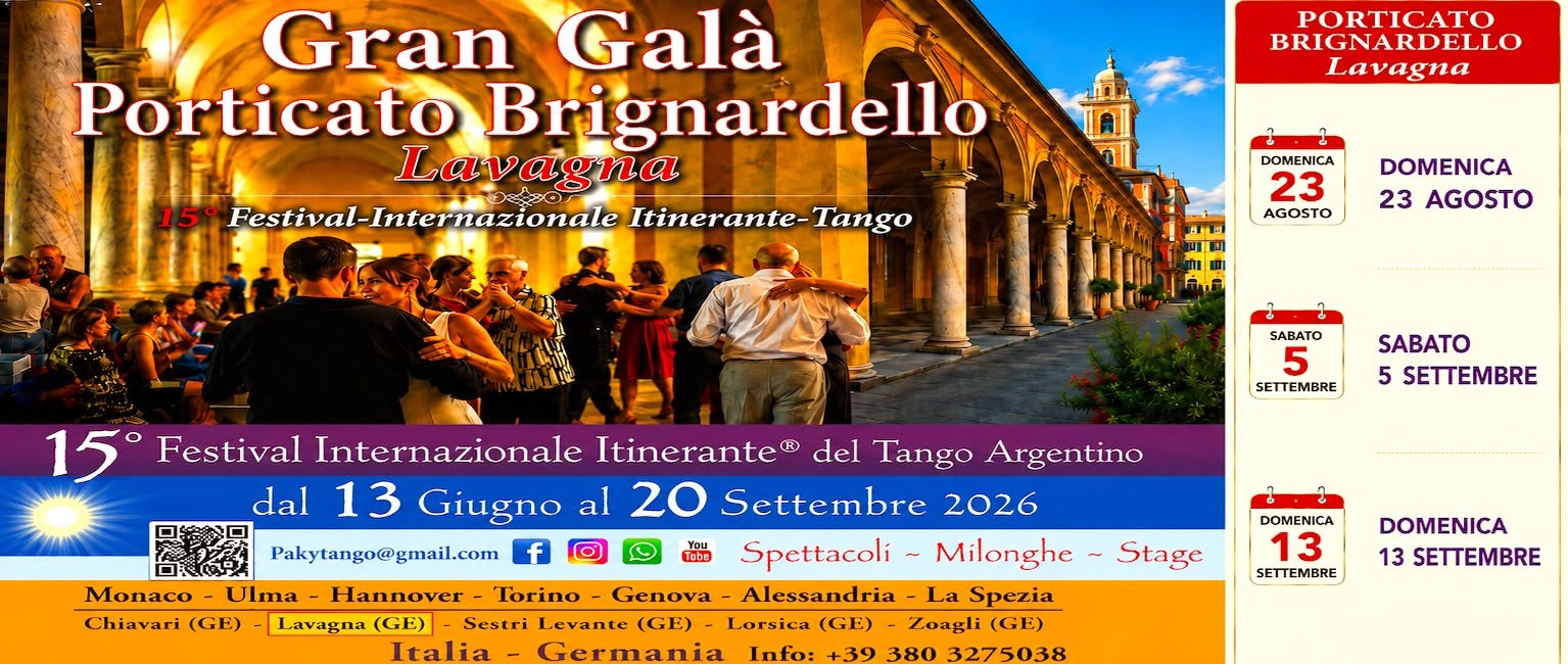23 Agosto - GALA' d'altri Tempi, Brignardello Lavagna 25°Tappa 13°Fest-Int-Itinirenate