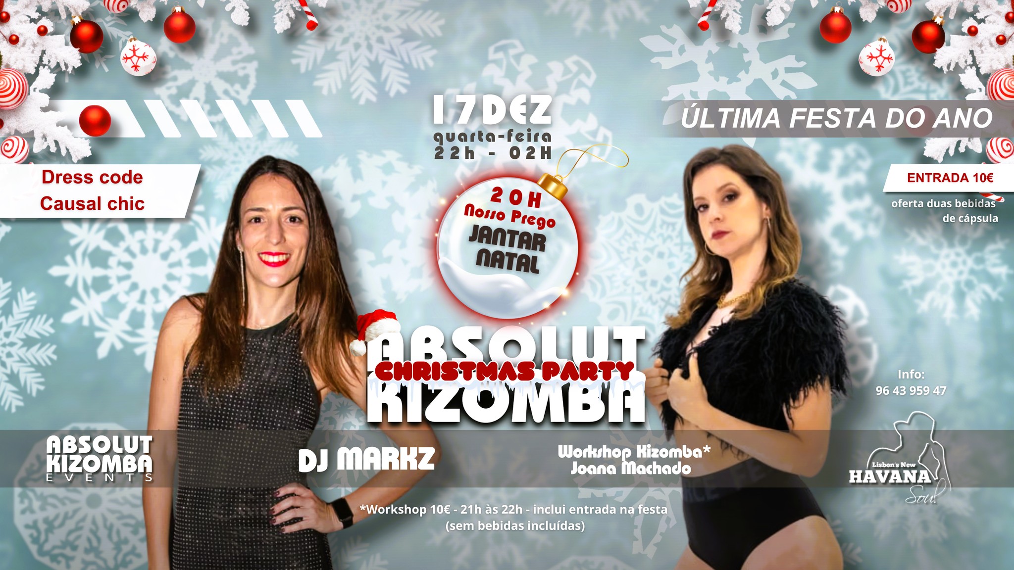 Quarta-Feira - Absolut Kizomba Party! @HAVANA! - 17.DEZ! - Antes da Festa Workshop!