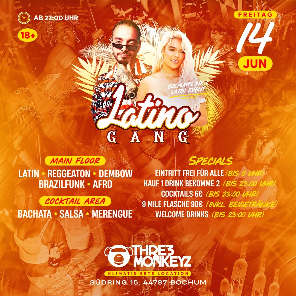LatinoGANG • Three Monkeyz • Bochum‘s beliebteste Latin Party