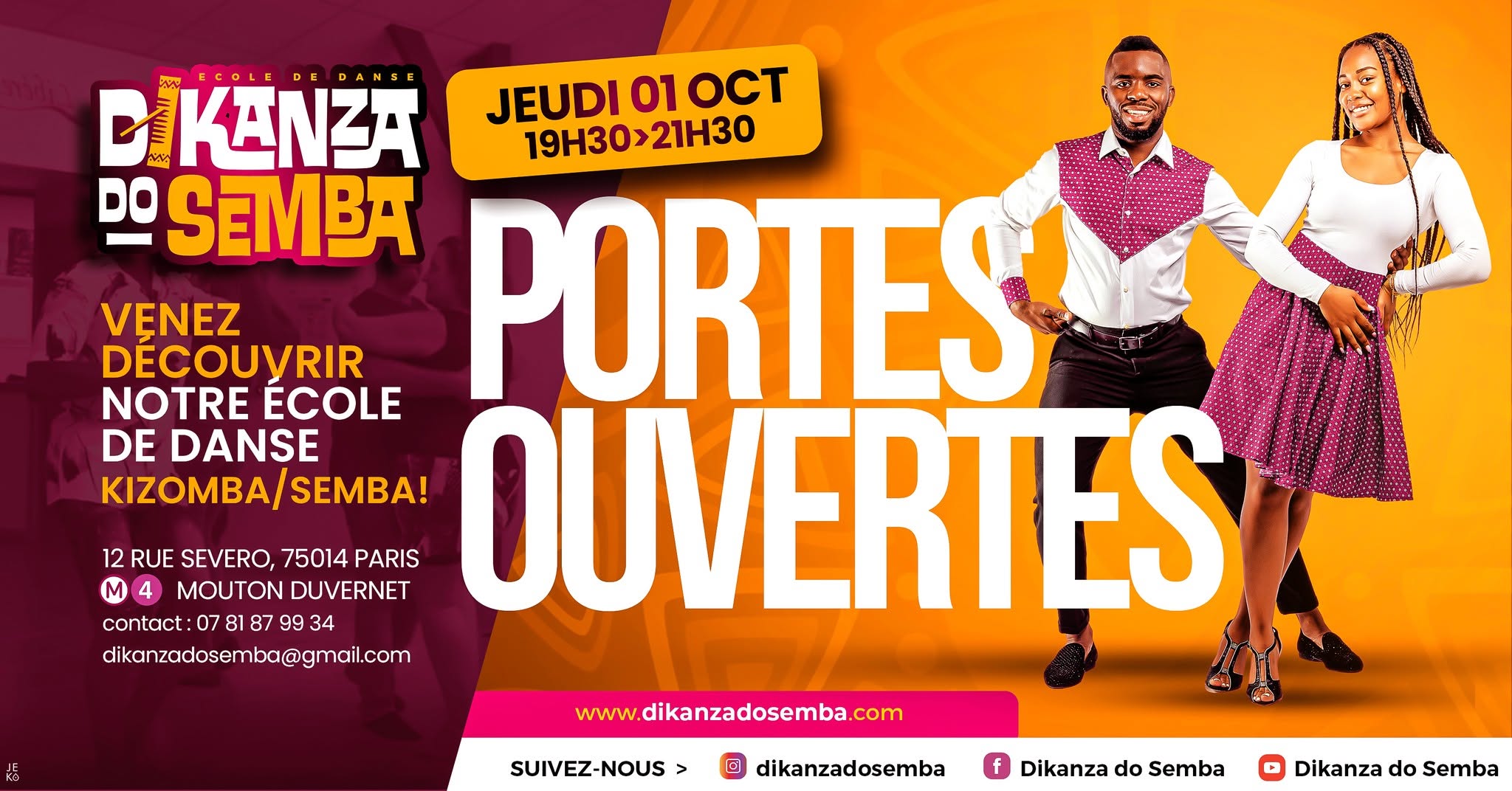 JEUDI 01 OCTOBRE PORTES OUVERTES DIKANZA DO SEMBA PARIS 14ᵉ (GRATUIT)