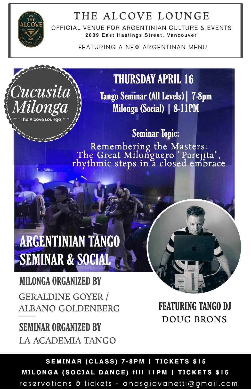 “Cucusita” Milonga, Thursday 16