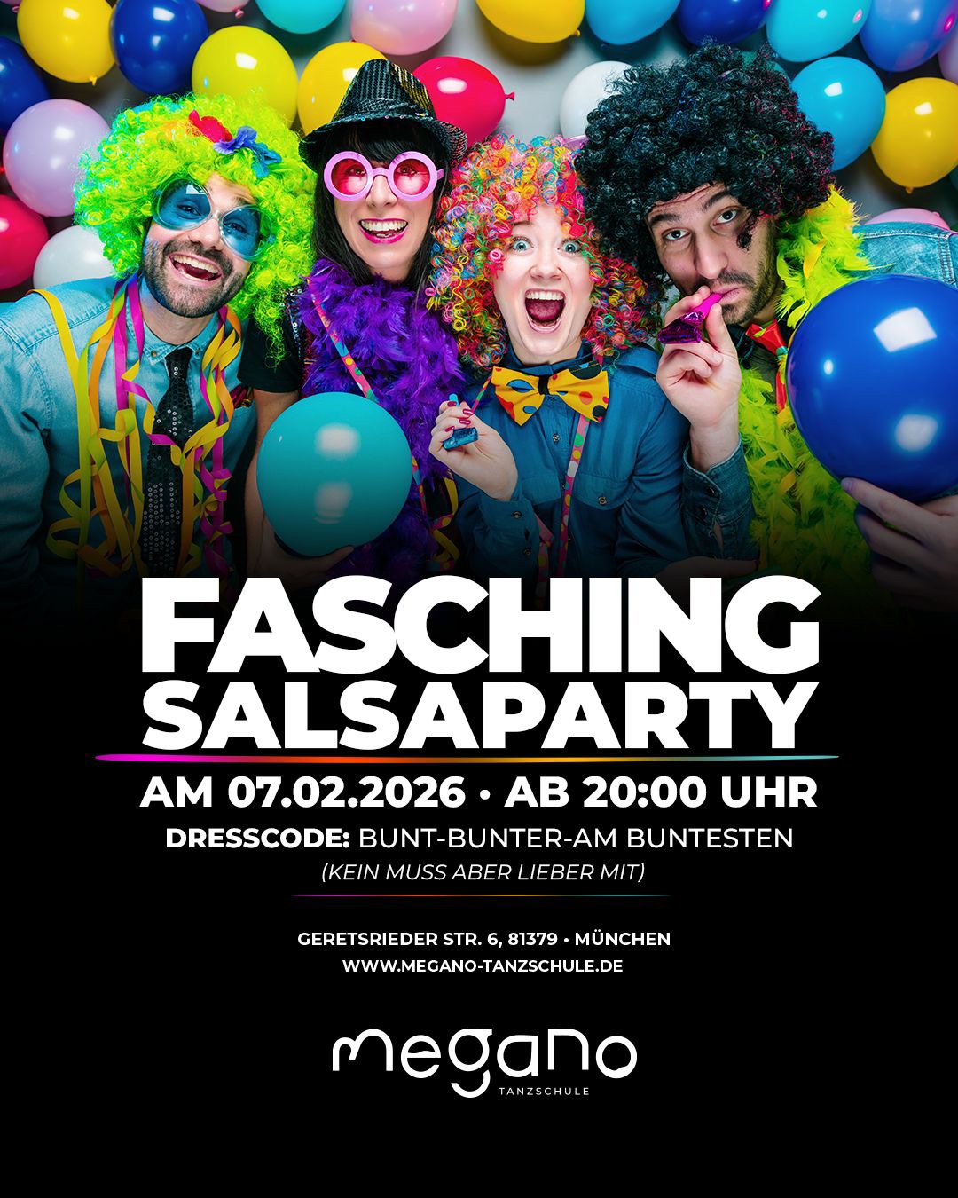 Mega Fasching in Megano! Salsa für alle!