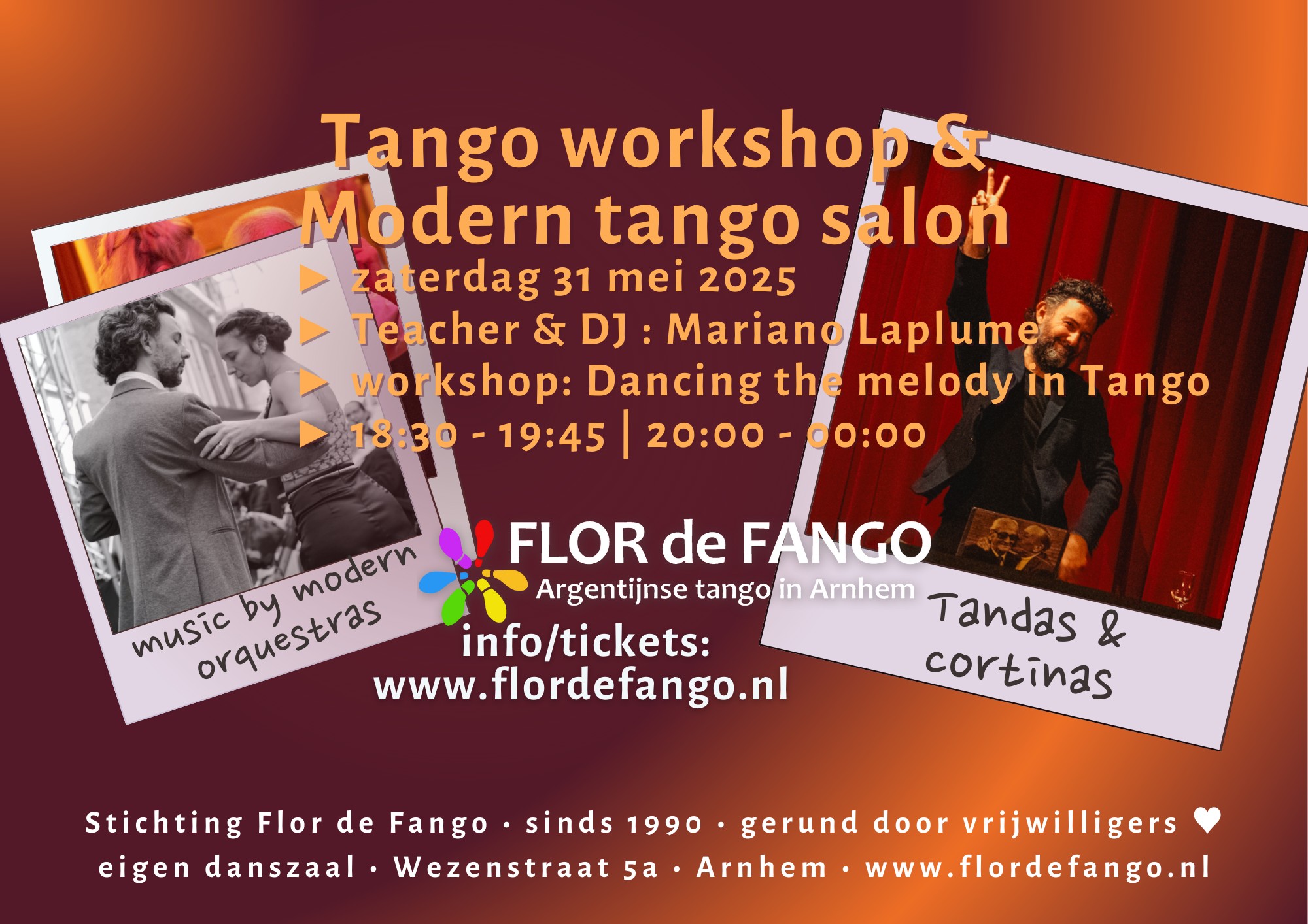 ZA 31 MEI - Modern Tango - Workshop & DJ Mariano Laplume traditional tango by modern orquestra's