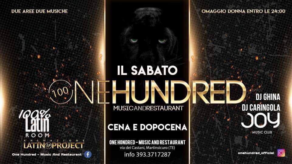 Sab 26 • OneHundred -Cena&Dopocena -Omaggio Donna entro le 24