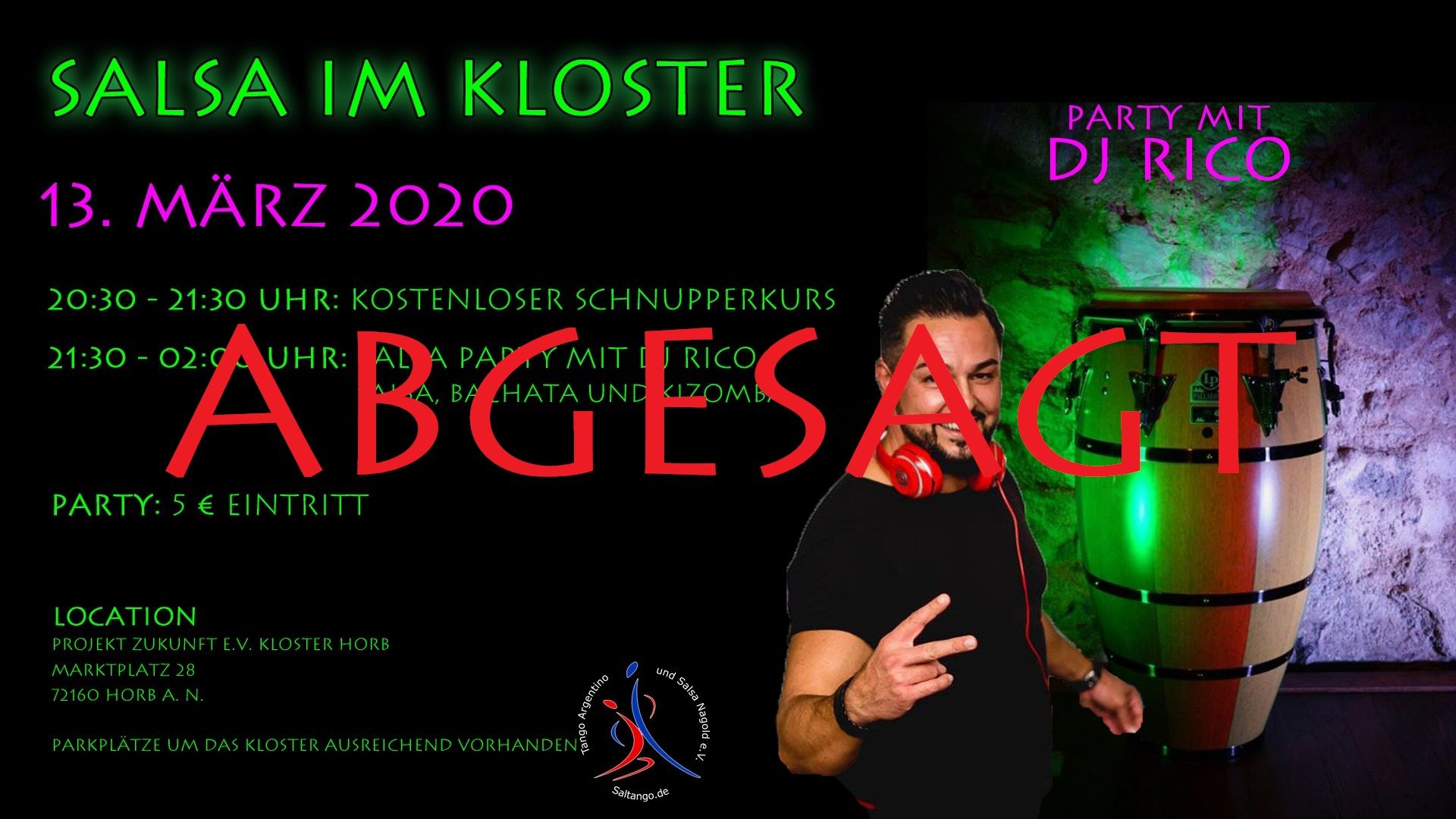 Abgesagt - Salsa im Kloster mit DJ Rico und kostenlosem