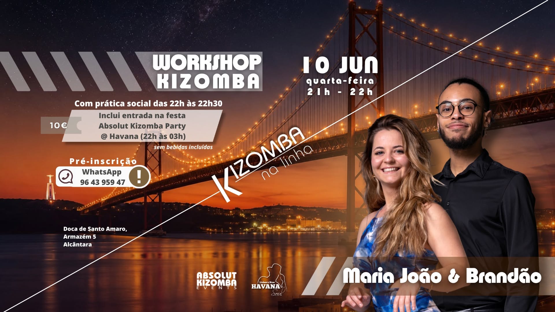 Aulas de Dança - Kizomba, Semba, Tarraxinha, Fusion, Douceur, Konpa... - Quartas - 21h00 - HAVANA