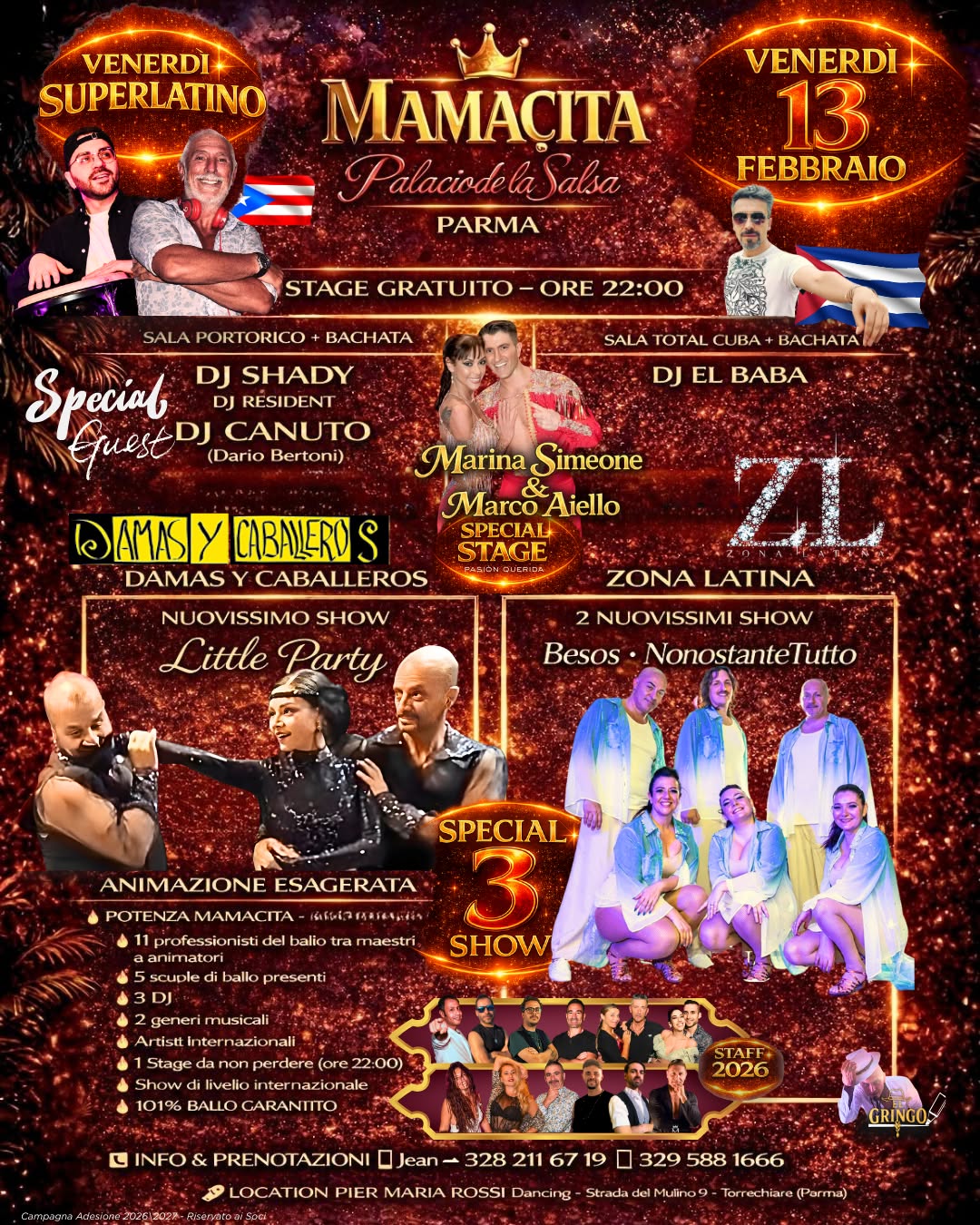 🔥 VENERDÌ 13 FEBBRAIO SUPERLATINO 🔥 💃 MAMAÇITA PALAÇIO DE LA SALSA (PARMA) 🕺