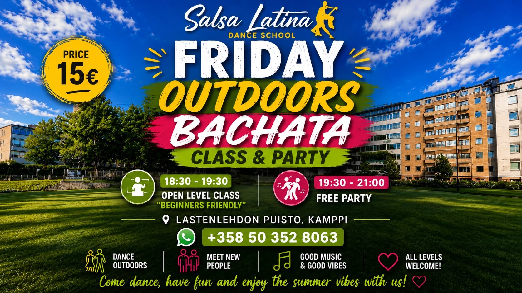 Friday Outdoors Easy Bachata class + Free Party