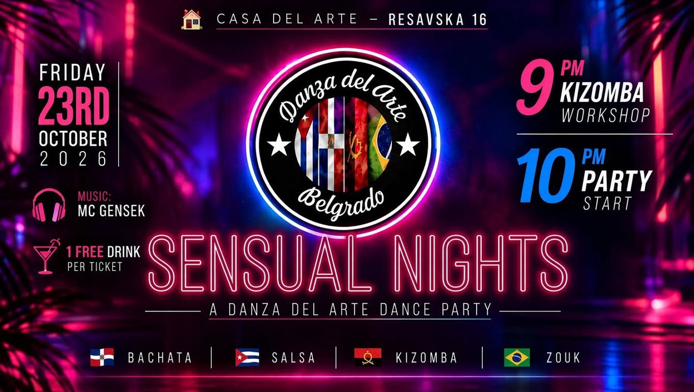🕺Sensual Nights - A Danza del Arte Party 📌 Resavska 16 📅 Friday, October 23rd, 2026 🕘 9PM 💃