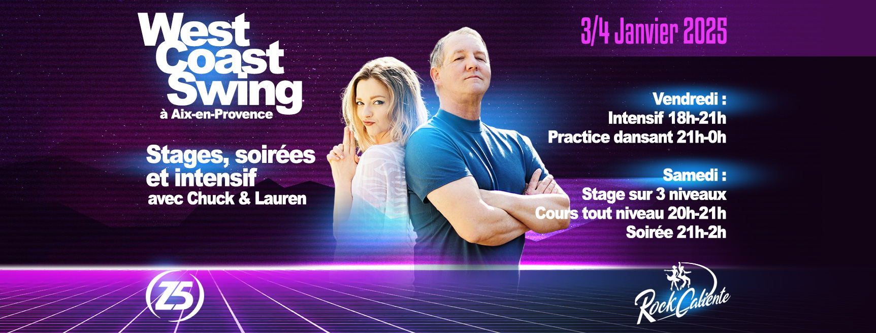 Stages, Intensifs & Soirรฉes West Coast Swing au Z5 avec Chuck & Lauren